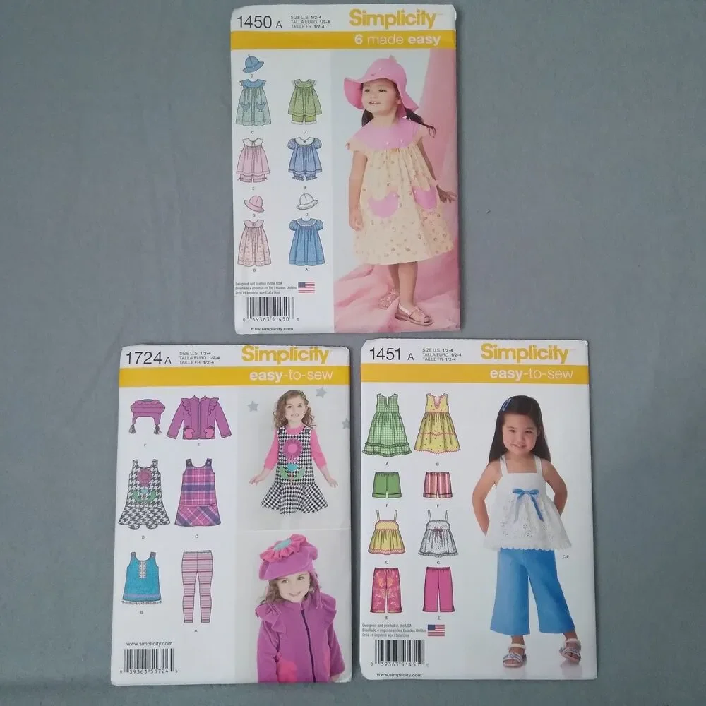 Sewing Pattern Lot Girls Summer Clothes Dress Sun Shorts Top Jumper Jacket Hat